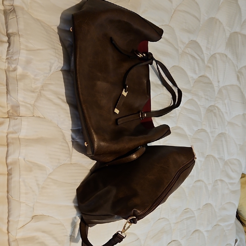 Brown Tote and Pouch Set